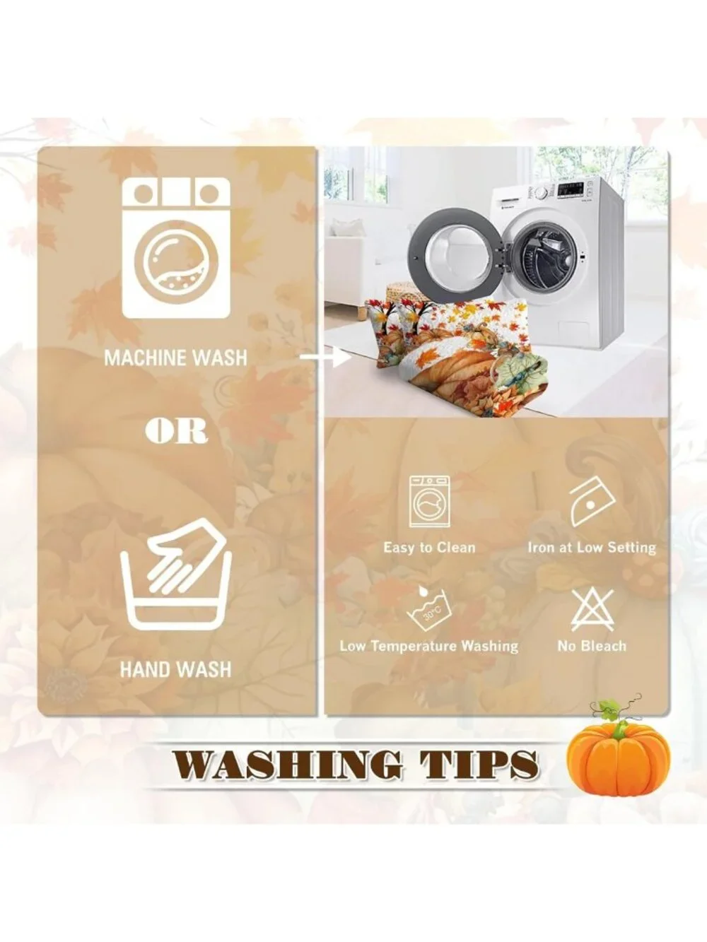 Colorful Pumpkins Queen Size Quilt - Halloween Fall Bedding Set for Cozy Decor